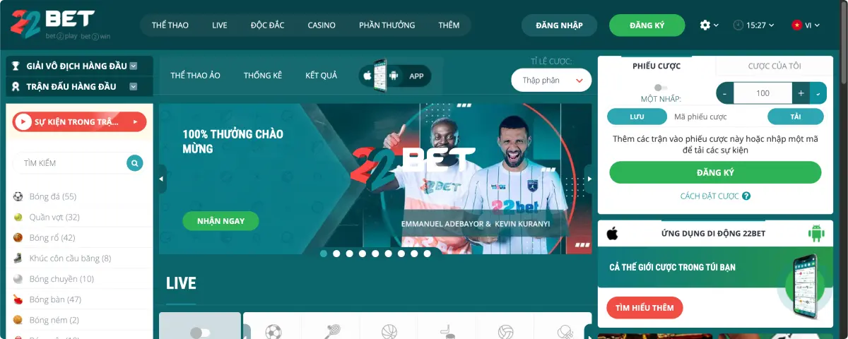 22Bet Địa điểm